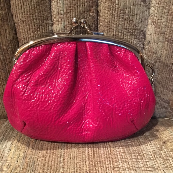 NWT Vintage Coach Kiss Pink Patent Lock Leather Wallet/Coin Purse